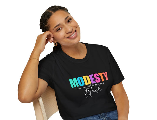 Colorful Modesty Is The New Black White Font T-Shirt