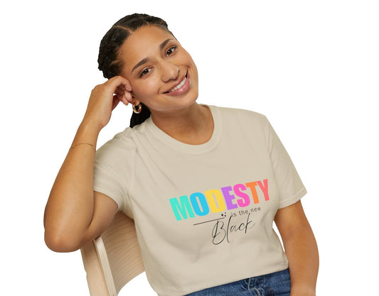 Colorful Modesty Is The New Black  Font T-Shirt Black Font